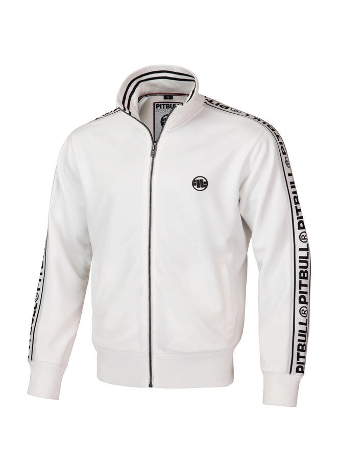 Bluza męska rozpinana Pitbull Pit Bull Tape Logo 24 Trackjacket biała