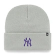 Czapka zimowa unisex 47 Brand MLB New York Yankees  jasno szara fioletowa