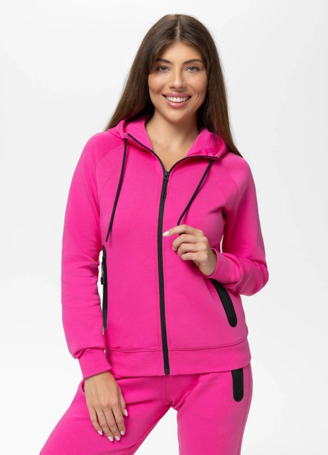 Bluza damska rozpinana z kapturem Pitbull Explory różowa