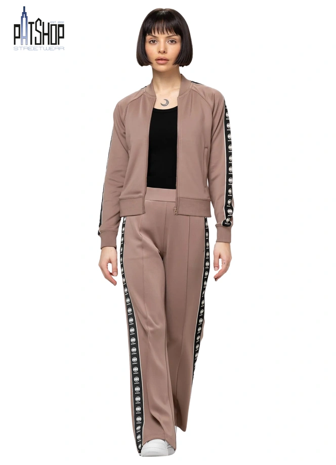 Komplet dresowy damski Pitbull Verona Wide Leg brązowy