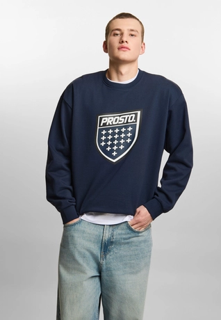 Bluza męska oversize Prosto Big Shield crewneck granatowa
