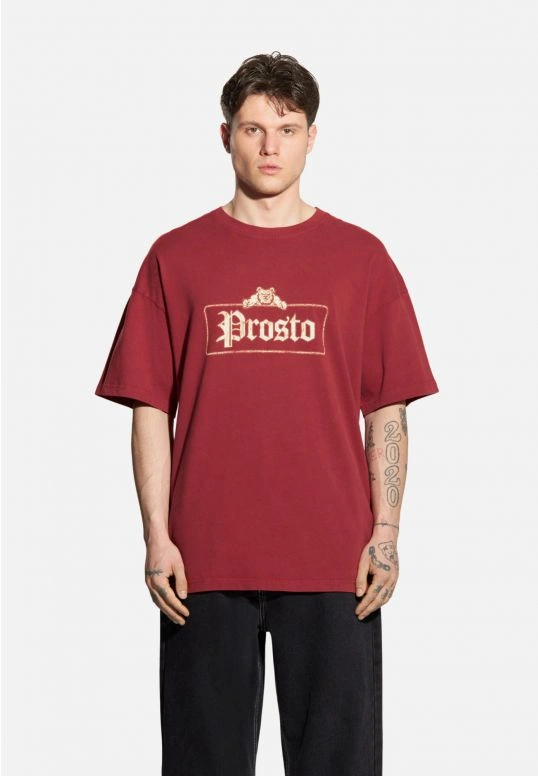 Koszulka męska t-shirt oversize Prosto Bull czerwona