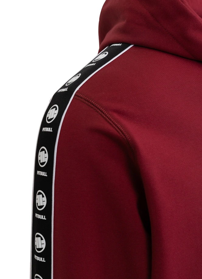 Bluza męska z kapturem Pitbull Pit Bull Tape Nugget ZIP bordowa