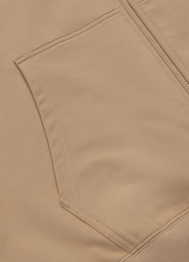 Bluza męska z kapturem Pitbull Pit Bull Tape Nugget ZIP beżowa