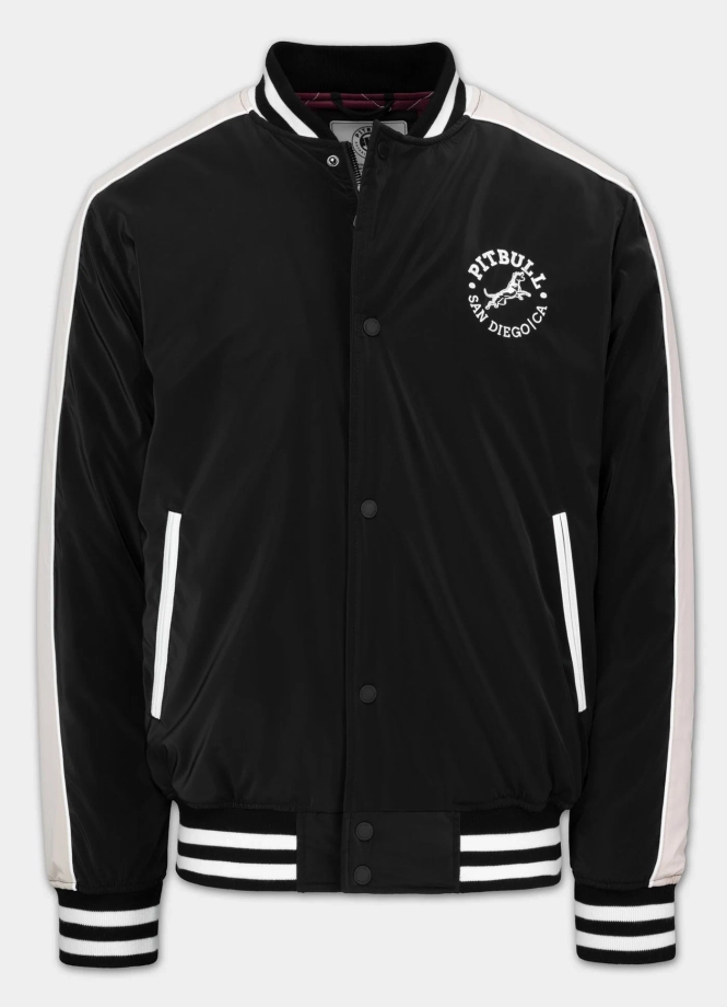 Kurtka męska przejściowa bejsbolówka Pit Bull Manolito czarno/biała