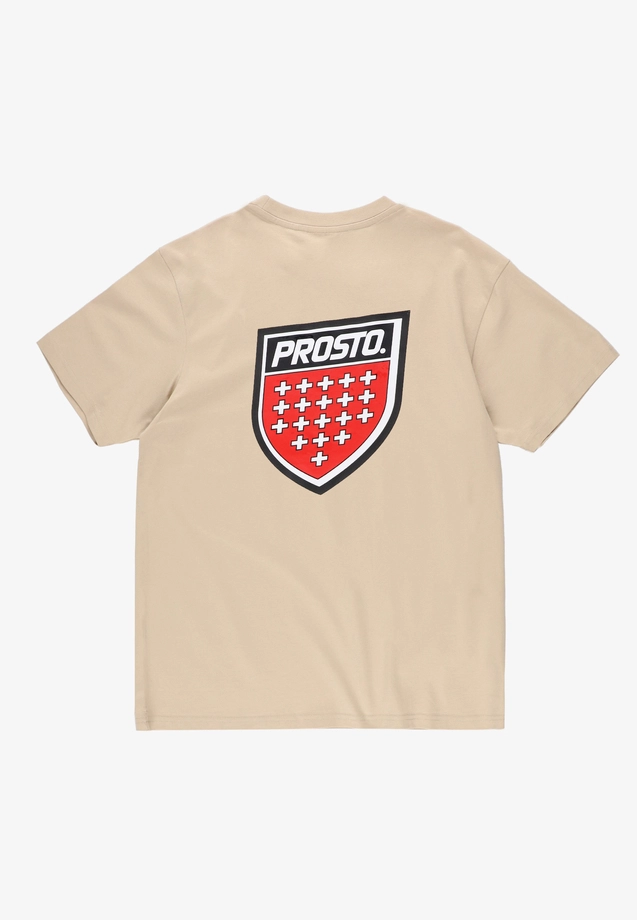 Koszulka męska t-shirt Prosto Big Shield beżowa
