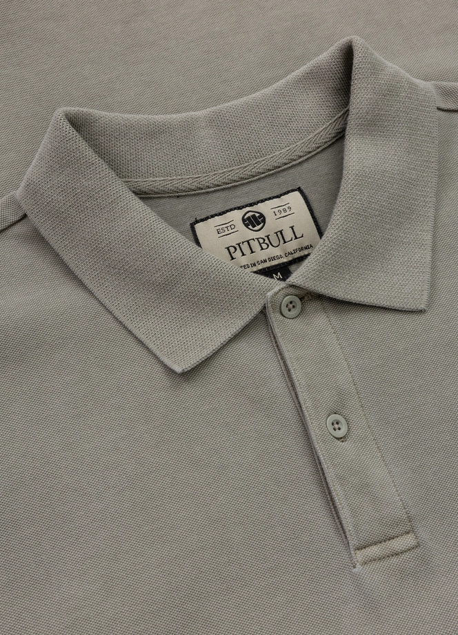 Koszulka męska Polo Pitbull Pique Small Logo Washed szara oliwkowa
