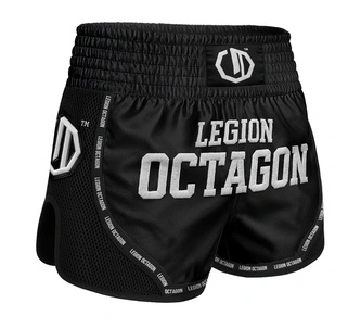 Spodenki Muay Thai Kickboxing Legion Octagon Mesh Premium czarno/białe