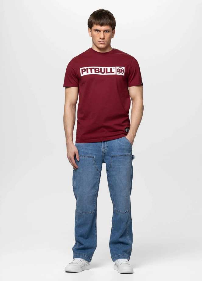 Koszulka męska T-Shirt Pitbull Hilltop bordowa burgundowa