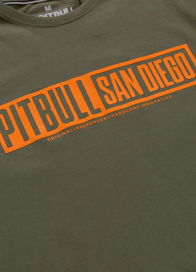 Koszulka męska T-Shirt Pitbull Eighty Nine Dog oliwkowa zielona
