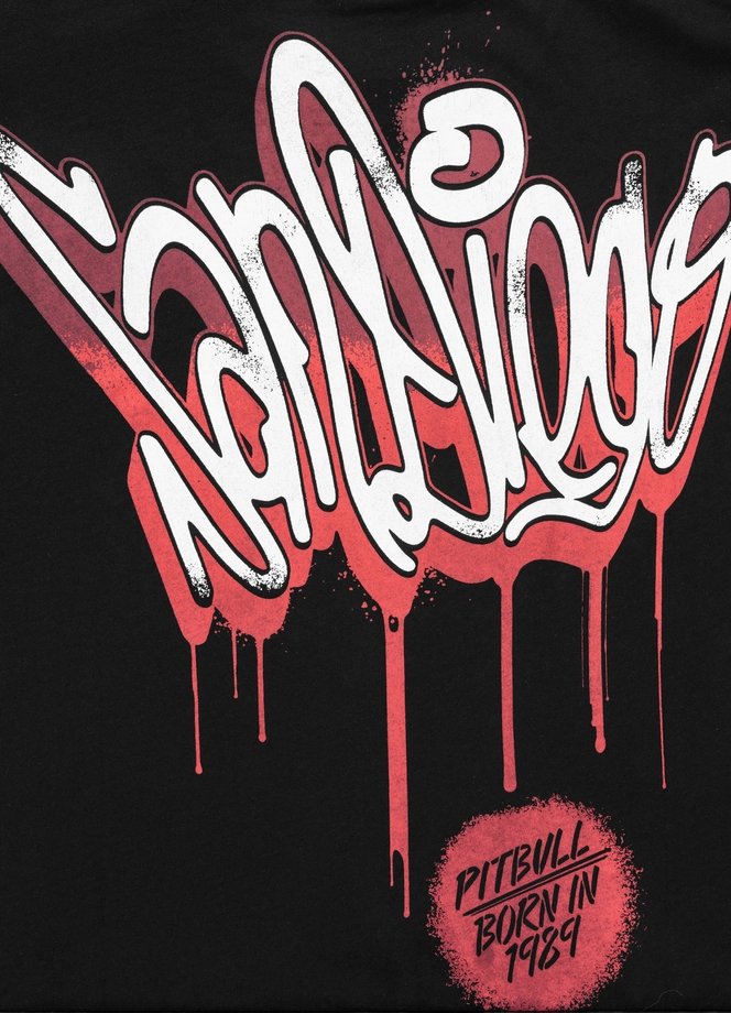 Koszulka męska T-Shirt oversize Pitbull Graffiti Loose Fit czarna