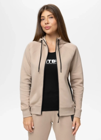 Bluza damska rozpinana z kapturem Pitbull Explory beżowa