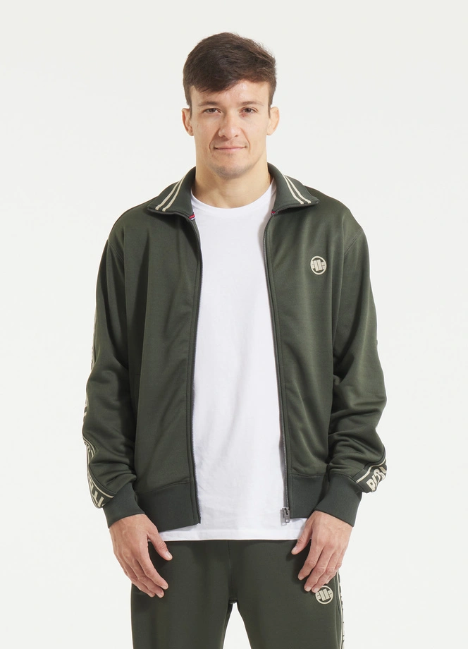 Bluza męska rozpinana Pitbull Pit Bull Tape Logo 25 Trackjacket zielona