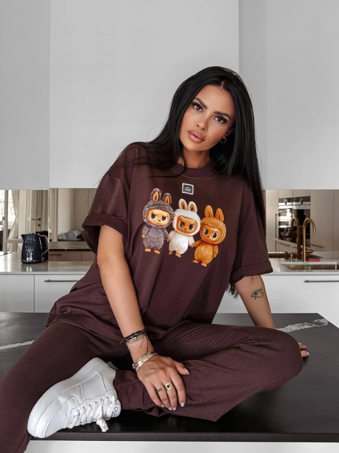 Koszulka damska T-shirt Olavoga Heart Side brązowa