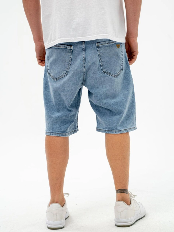 Spodenki szorty męskie jeans Jigga Wear Small Outline Crown jasne niebieskie