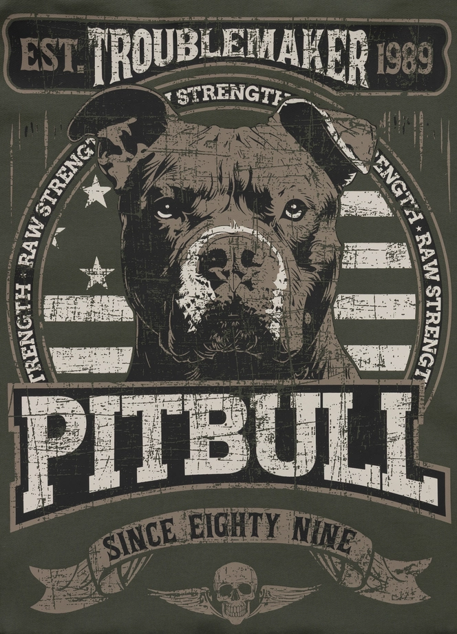 Bluza męska bez kaptura Pitbull Pit Bull Troublemaker zielona