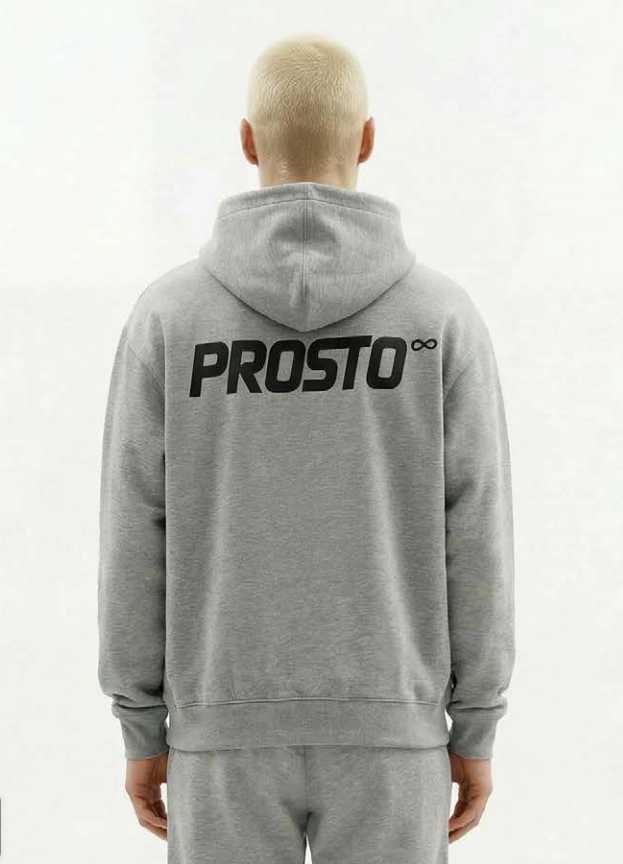 Bluza męska z kapturem half-zip Prosto Big Log Infinity szara