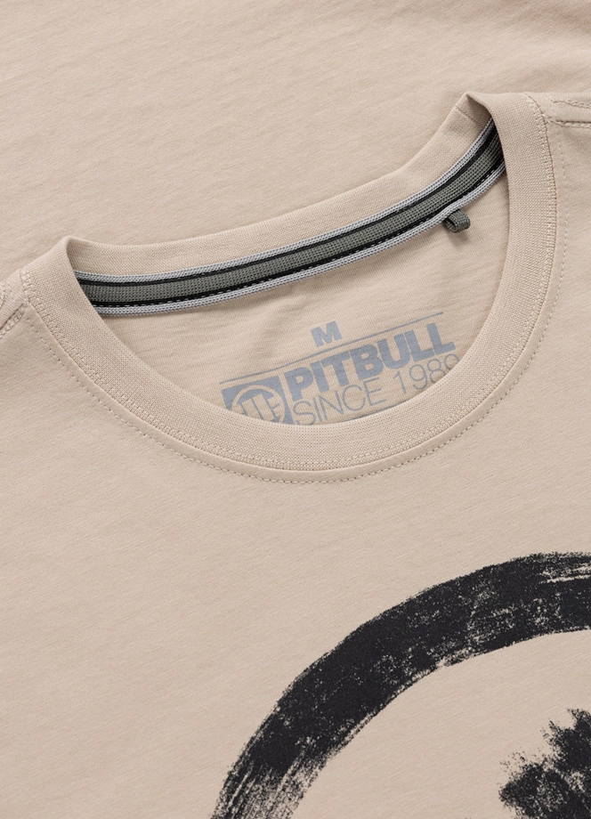 Koszulka męska T-Shirt Pitbull Logo Palms jasno kremowa