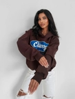 Bluza damska oversize z kapturem Olavoga Autumn Muse brązowa