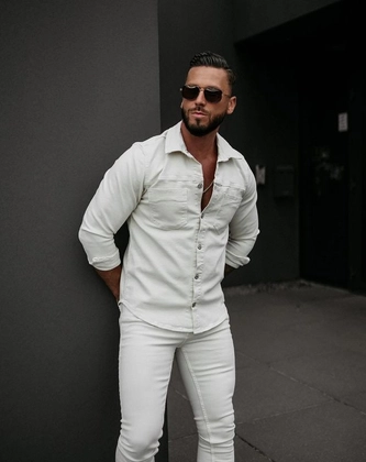 Koszula męska Olavoga Giacca kremowa