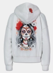 Bluza damska rozpinana z kapturem Pitbull Washed Santa Muerte biała