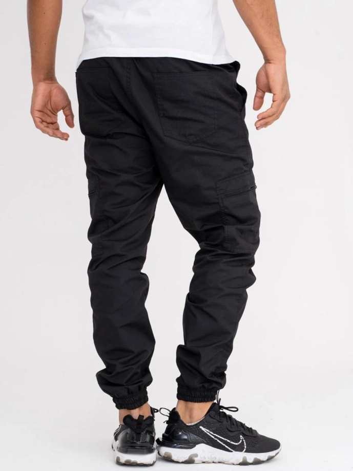 Spodnie męskie Materiałowe Jogger Bojówki Jigga Wear Stripe Ripstop Cargo czarne