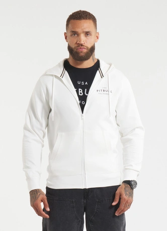 Bluza męska z kapturem Pitbull Pit Bull Sampson ZIP biała
