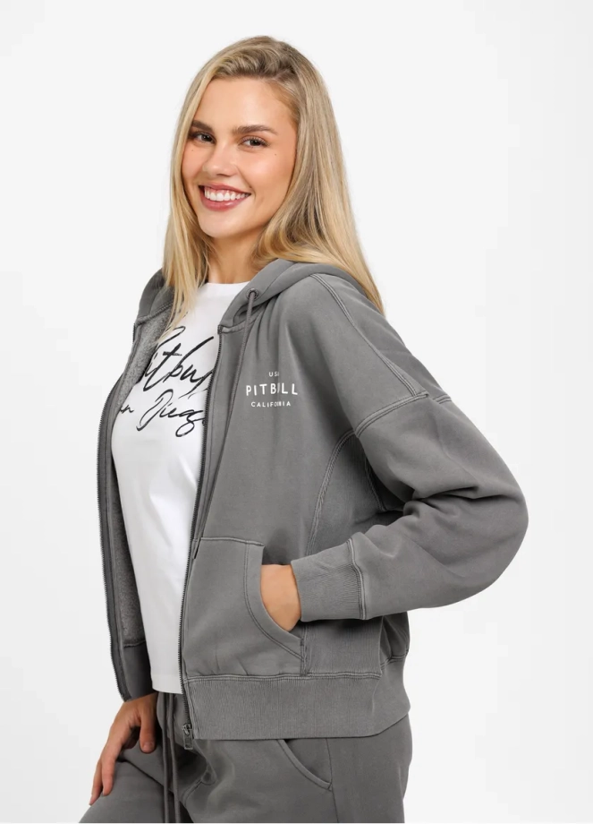 Bluza damska Pit Bull Manzanita Pitbull hooded zip szara