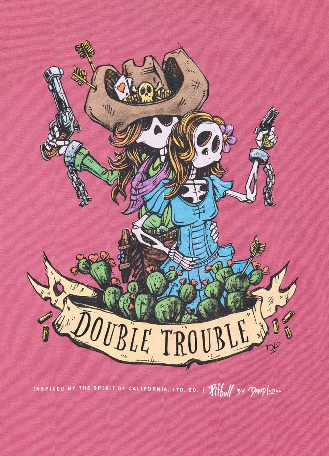 Koszulka damska T-shirt Pit Bull DoubleTrouble sprany różowy