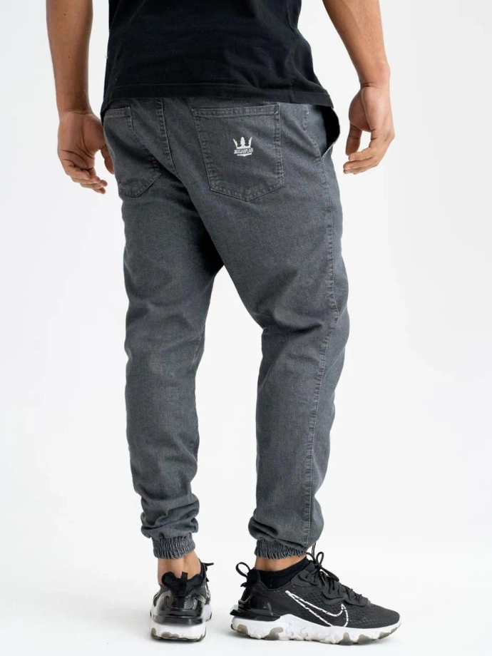 Spodnie męskie Jogger Jeans Jigga Wear Crown szare