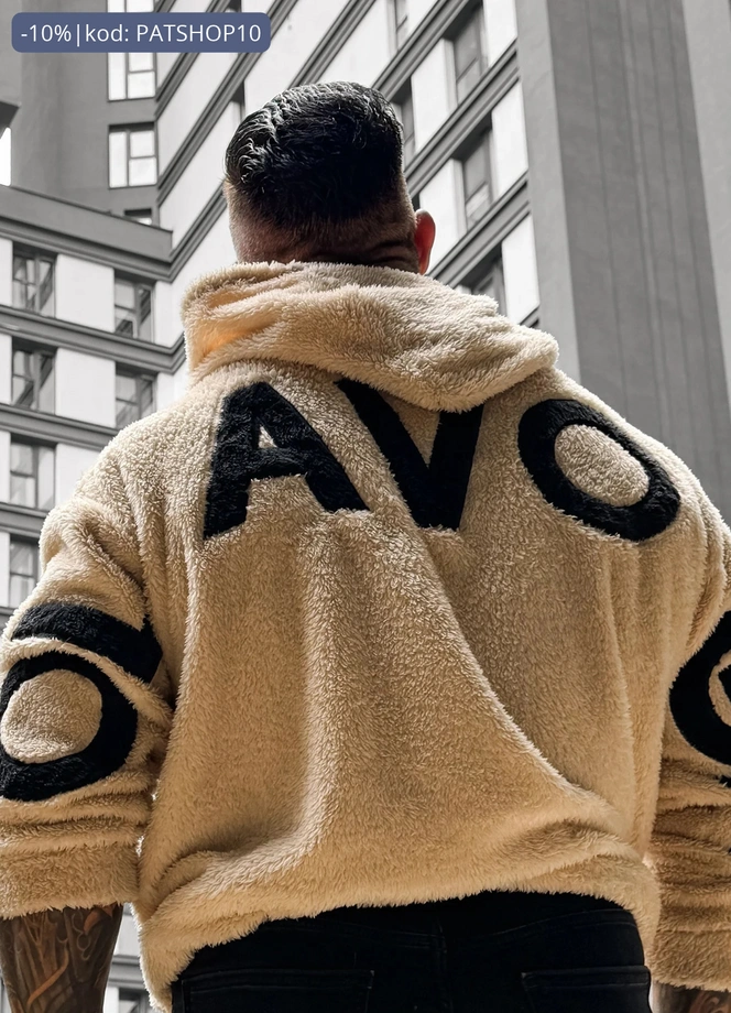 Bluza męska z kapturem Olavoga Fido beżowa