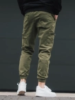 Spodnie męskie Materiałowe Jogger Bojówki Jigga Wear Stripe Zip Cargo zielone