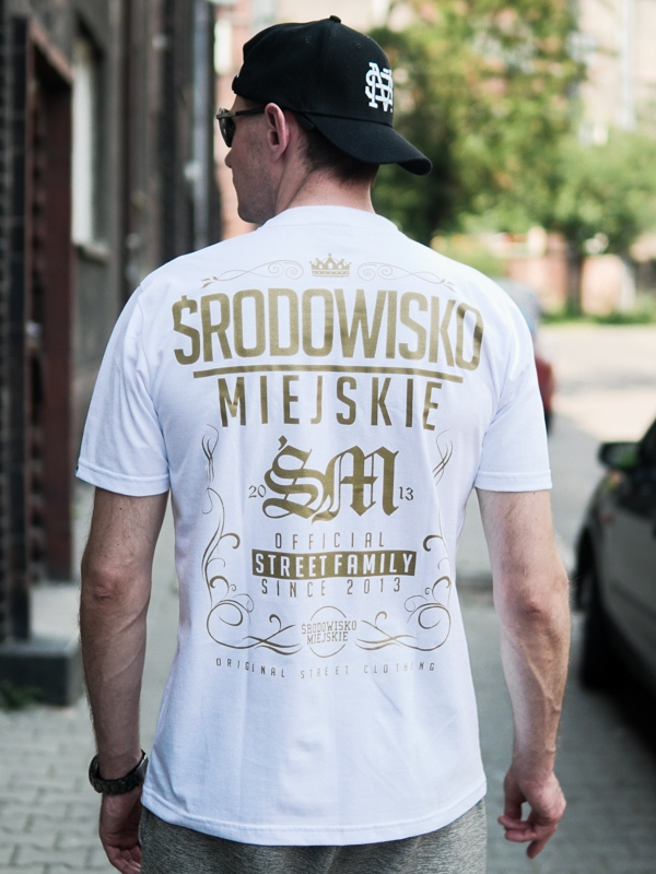 Koszulka męska t-shirt Środowisko Miejskie Theme biała/złota