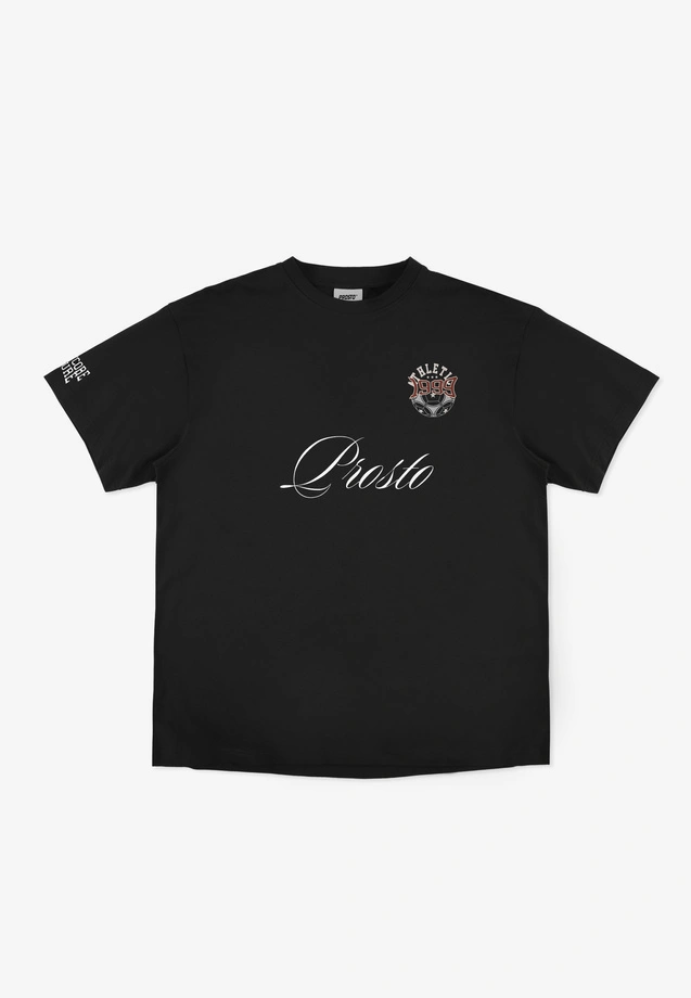 Koszulka męska t-shirt oversize Prosto Football Fan sprany czarny