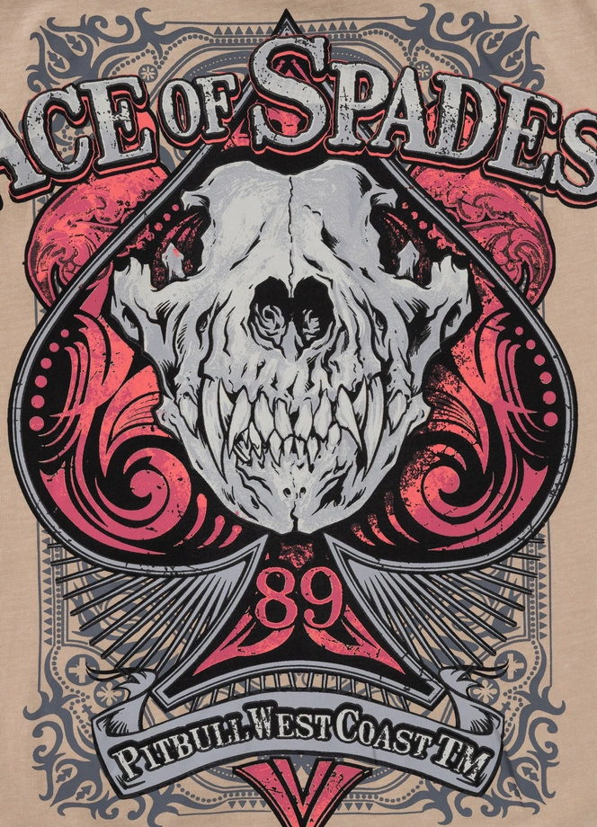 Koszulka męska T-Shirt Pit Bull Pitbull Denim Washed Ace Of Spades II beżowa