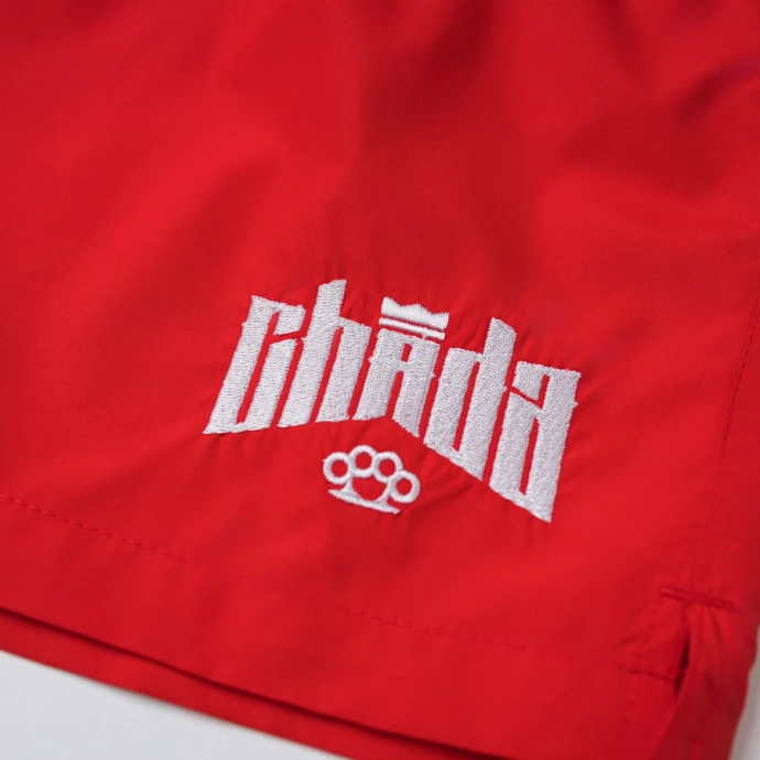 Spodenki męskie kąpielowe Chada Proceder Kastet Logo czerwone