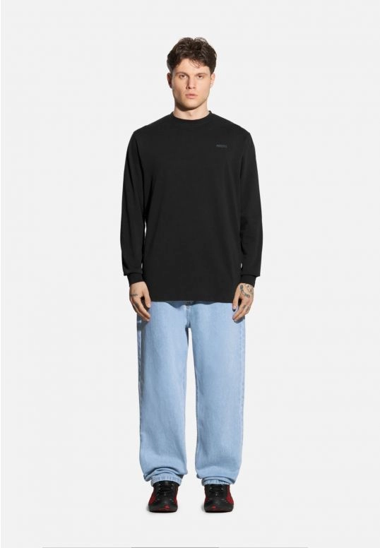 Koszulka longsleeve męski Prosto Ston grafitowa czarna