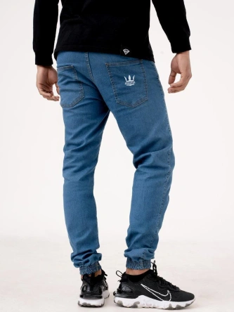 Spodnie męskie Jogger Jeans Jigga Wear Crown Medium Blue niebieskie