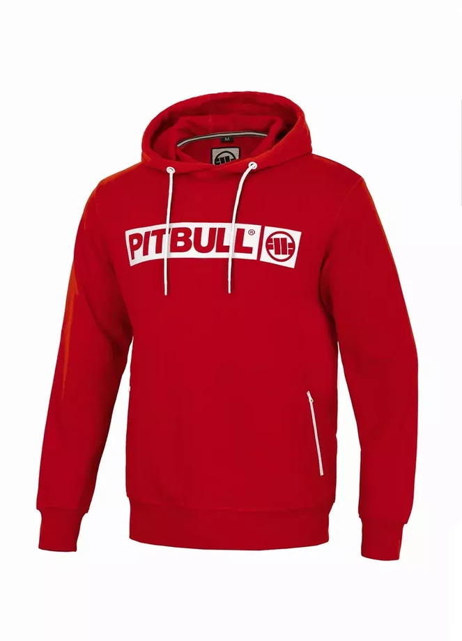 Bluza meska z kapturem Pitbull Pit Bull Hilltop Terry hooded czerwona