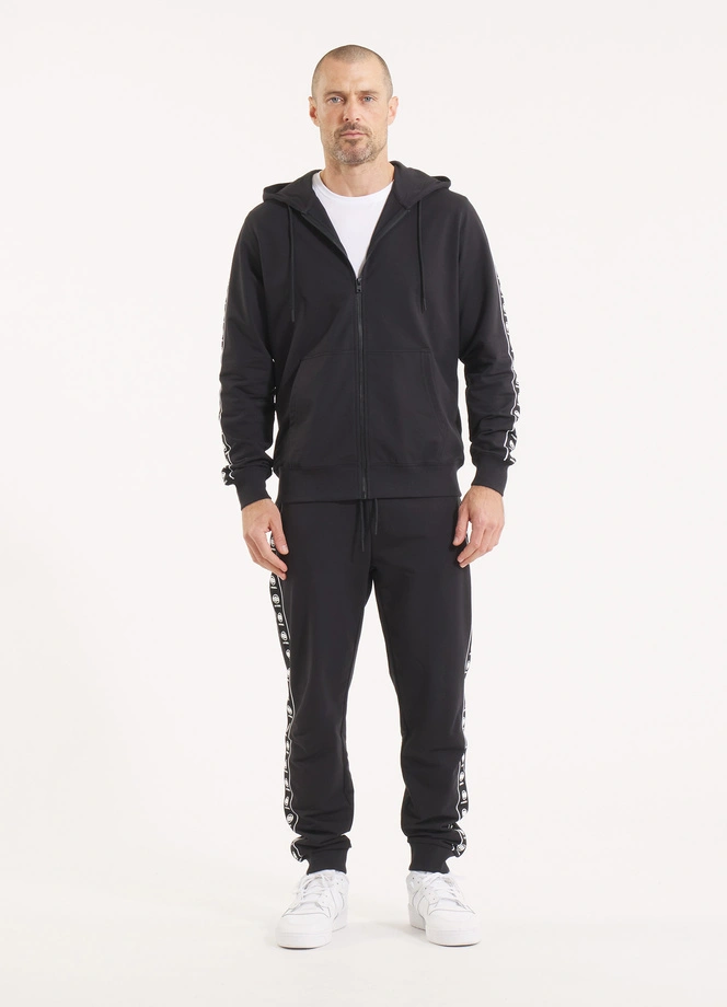 Bluza męska z kapturem Pitbull Pit Bull Tape Nugget ZIP czarna