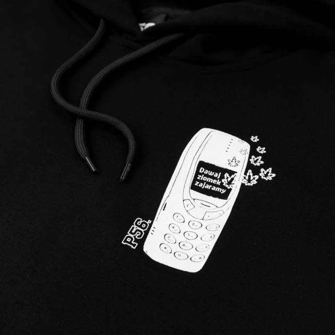 Bluza męska z kapturem Dudek P56 Fuck The System DZZ czarna