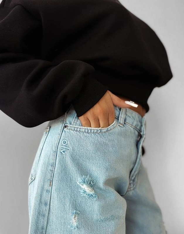 Spodnie damskie jeans baggy Olavoga Looma niebieskie