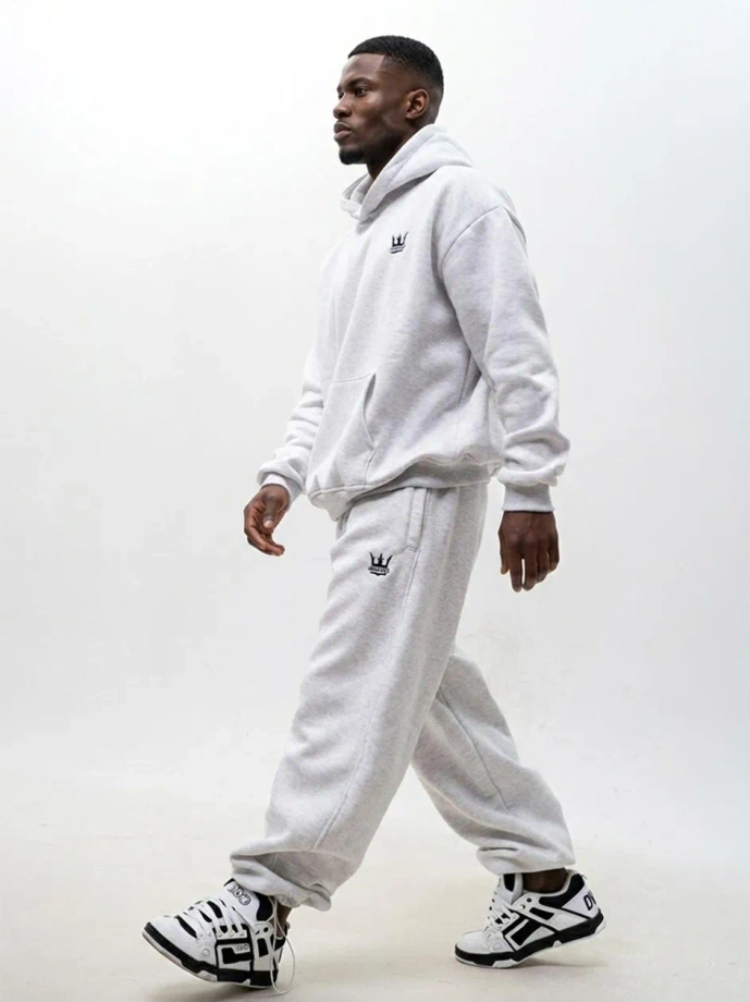Komplet dresowy męski oversize Jigga Wear Crown szary