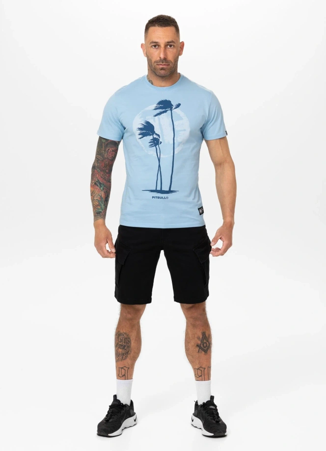 Koszulka męska T-Shirt Pit Bull Palms jasna niebieska