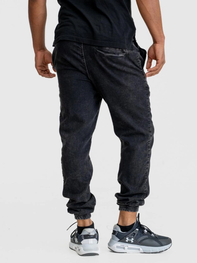 Spodnie męskie Jeans Jogger Jigga Wear Mini Haft Logo Marble marmurkowe czarne