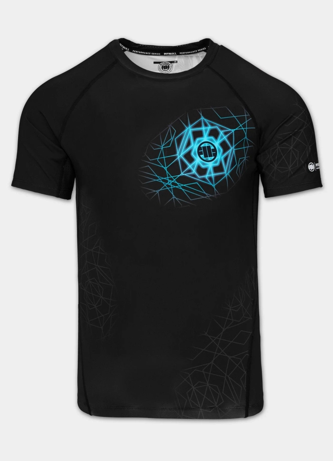 Koszulka męska rashguard Pitbull Ray czarna/niebieska