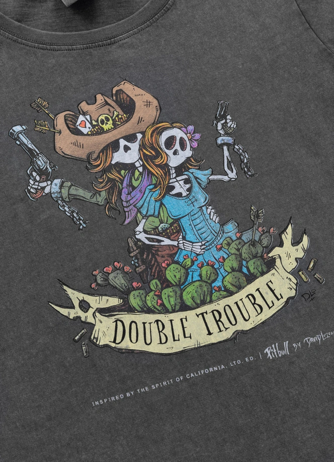 Koszulka damska T-shirt Pit Bull DoubleTrouble sprany szary