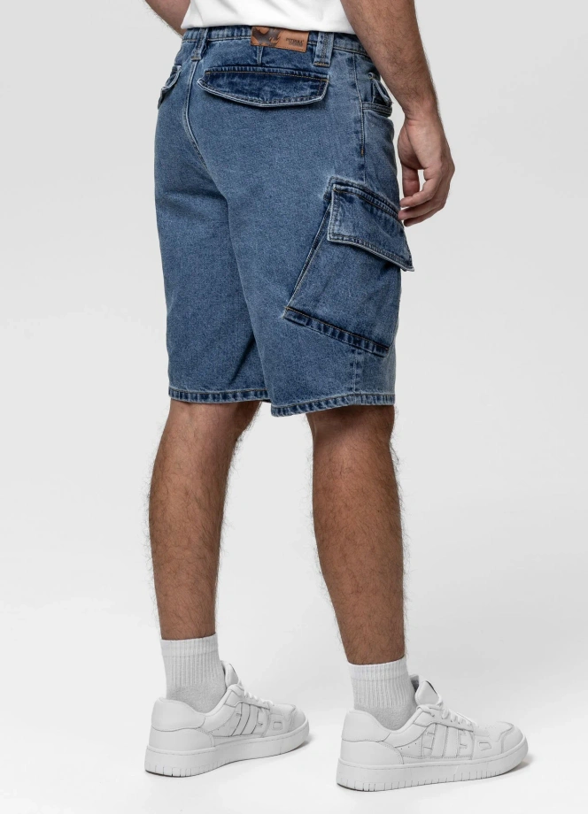Spodenki szorty jeans bojówki męskie Pitbull Classic Wash Strandway niebieskie