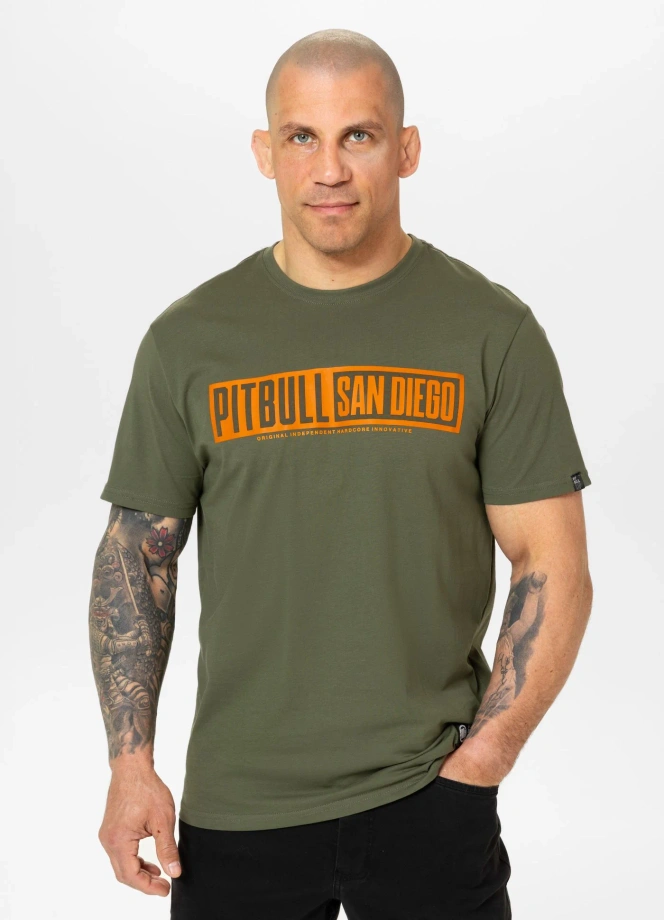Koszulka męska T-Shirt Pitbull Eighty Nine Dog oliwkowa zielona