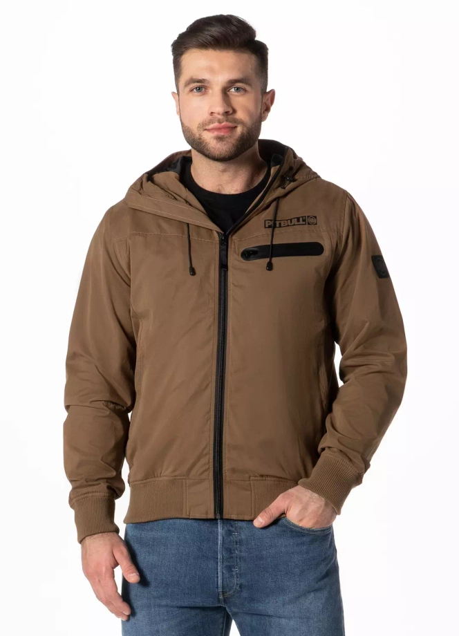 Kurtka męska przejściowa wiosenna Pit Bull Groton wiatrówka brązowa